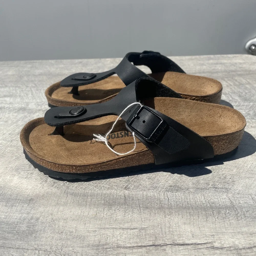 Birkenstock Gizeh Kids Black Birko-Flor Thong Sandals‎ Size 30 190 L9 M12